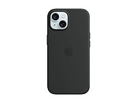Apple Silikon Case iPhone 15 mit MagSafe (schwarz) 
